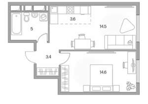2-к квартира, вторичка, 41м2, 23/23 этаж