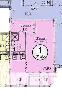 Студия квартира, вторичка, 30м2, 8/17 этаж