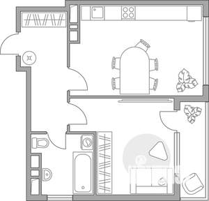 1-к квартира, строящийся дом, 42м2, 12/23 этаж