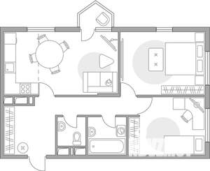 3-к квартира, строящийся дом, 70м2, 19/23 этаж
