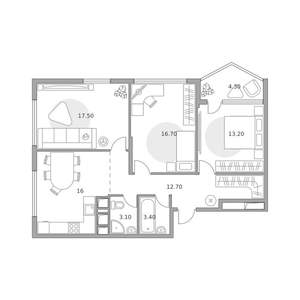 3-к квартира, вторичка, 87м2, 20/23 этаж