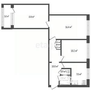 3-к квартира, вторичка, 63м2, 1/9 этаж