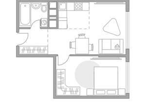 2-к квартира, строящийся дом, 44м2, 3/23 этаж