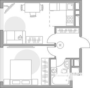 2-к квартира, строящийся дом, 40м2, 18/23 этаж