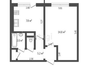 1-к квартира, вторичка, 32м2, 5/5 этаж