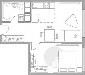 2-к квартира, строящийся дом, 44м2, 18/23 этаж