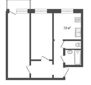 2-к квартира, вторичка, 43м2, 3/9 этаж