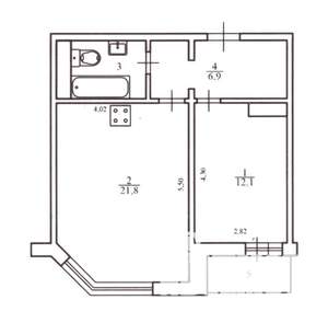 1-к квартира, вторичка, 45м2, 13/19 этаж