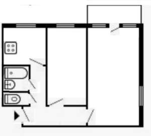 2-к квартира, вторичка, 43м2, 3/9 этаж