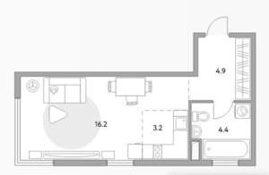 1-к квартира, вторичка, 29м2, 3/23 этаж