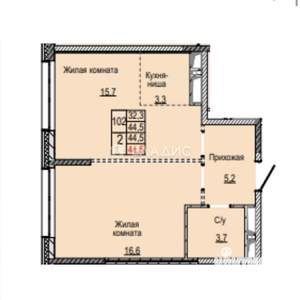 1-к квартира, вторичка, 45м2, 14/18 этаж