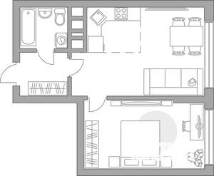 2-к квартира, строящийся дом, 44м2, 15/23 этаж