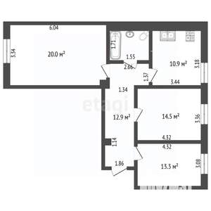 3-к квартира, вторичка, 78м2, 4/5 этаж