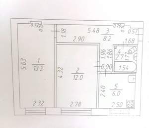 2-к квартира, вторичка, 42м2, 1/5 этаж