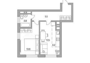 2-к квартира, строящийся дом, 44м2, 10/23 этаж