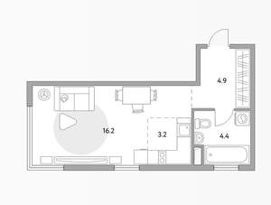Студия квартира, вторичка, 28м2, 4/23 этаж
