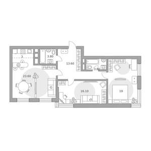 3-к квартира, вторичка, 83м2, 4/18 этаж