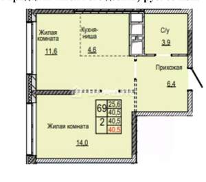 1-к квартира, вторичка, 41м2, 10/18 этаж