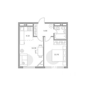 2-к квартира, вторичка, 41м2, 18/23 этаж