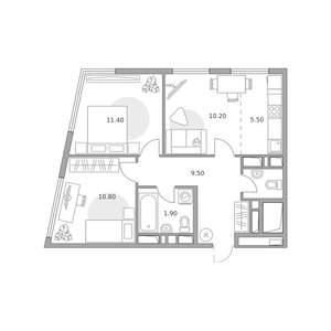 3-к квартира, вторичка, 54м2, 18/23 этаж