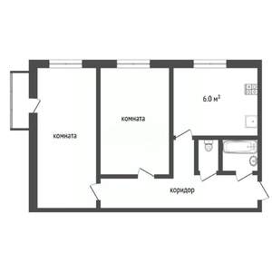 2-к квартира, вторичка, 43м2, 1/9 этаж