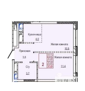 2-к квартира, вторичка, 34м2, 5/24 этаж