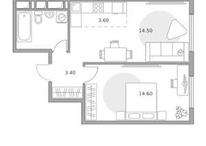 1-к квартира, вторичка, 40м2, 3/23 этаж