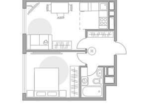 2-к квартира, строящийся дом, 40м2, 12/23 этаж