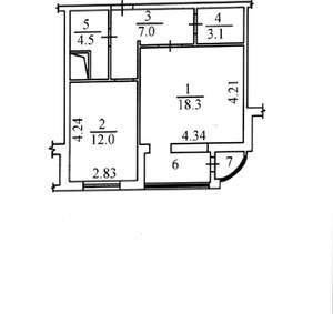 1-к квартира, вторичка, 45м2, 16/20 этаж