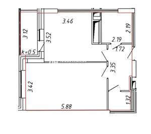 1-к квартира, вторичка, 46м2, 19/19 этаж