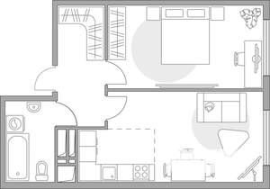 2-к квартира, строящийся дом, 43м2, 21/23 этаж