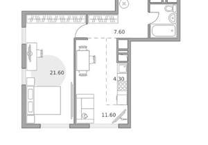 2-к квартира, вторичка, 50м2, 10/23 этаж