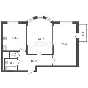 2-к квартира, вторичка, 69м2, 9/14 этаж