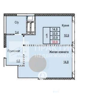 1-к квартира, вторичка, 34м2, 9/23 этаж