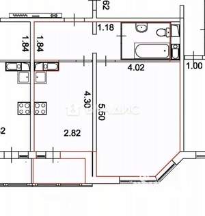 1-к квартира, вторичка, 45м2, 9/21 этаж