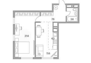 2-к квартира, строящийся дом, 49м2, 13/23 этаж