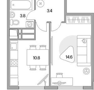 1-к квартира, вторичка, 35м2, 4/23 этаж