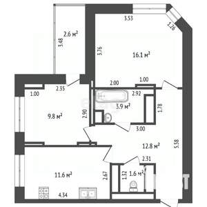 2-к квартира, вторичка, 59м2, 10/17 этаж