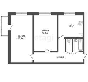 2-к квартира, вторичка, 43м2, 1/9 этаж