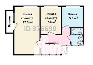2-к квартира, вторичка, 41м2, 5/5 этаж