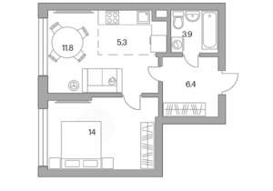 2-к квартира, строящийся дом, 41м2, 2/23 этаж