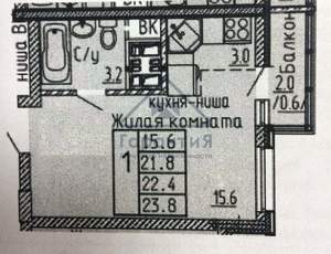Студия квартира, вторичка, 24м2, 21/23 этаж