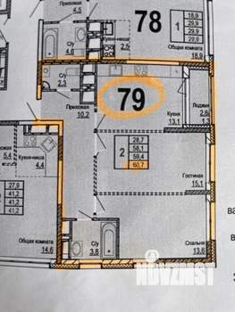 2-к квартира, вторичка, 58м2, 13/24 этаж