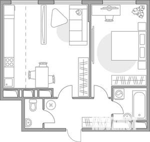 2-к квартира, строящийся дом, 49м2, 18/23 этаж