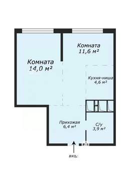 2-к квартира, вторичка, 41м2, 18/24 этаж
